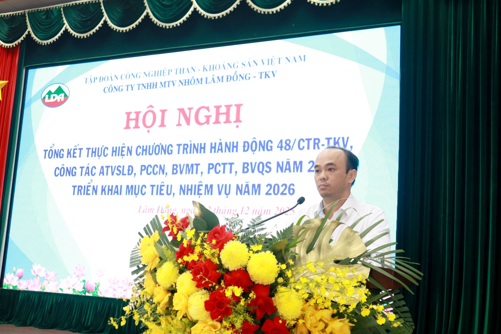 Đc Cao Thiên Hải - Quản đốc Phân xưởng Khí hóa than chia sẻ kinh nghiệm trong công tác An toàn tại hội nghị